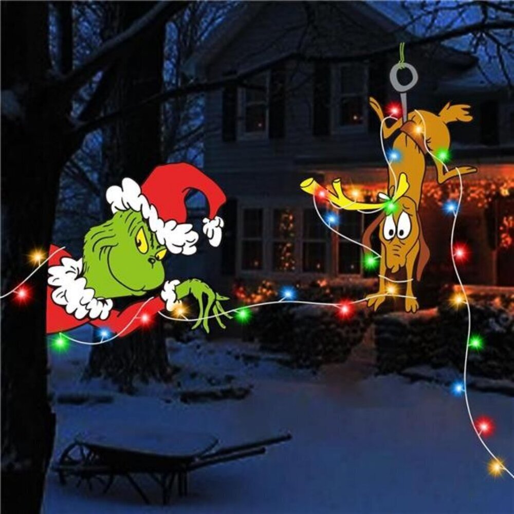 LED Fence Peeker Decorations 2-Pack Christmas Yard